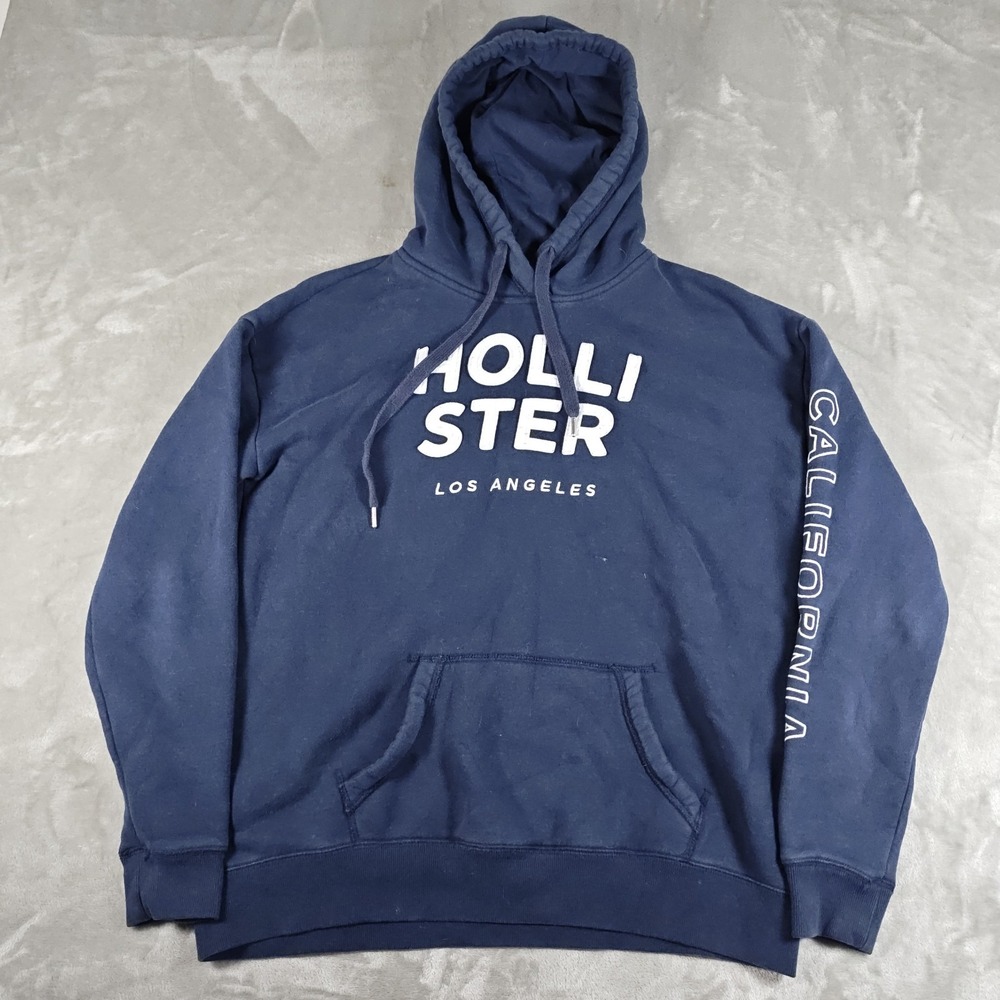 Hollister Hoodie Mens Large Blue Los Angeles California Pullover Preppy Y2K